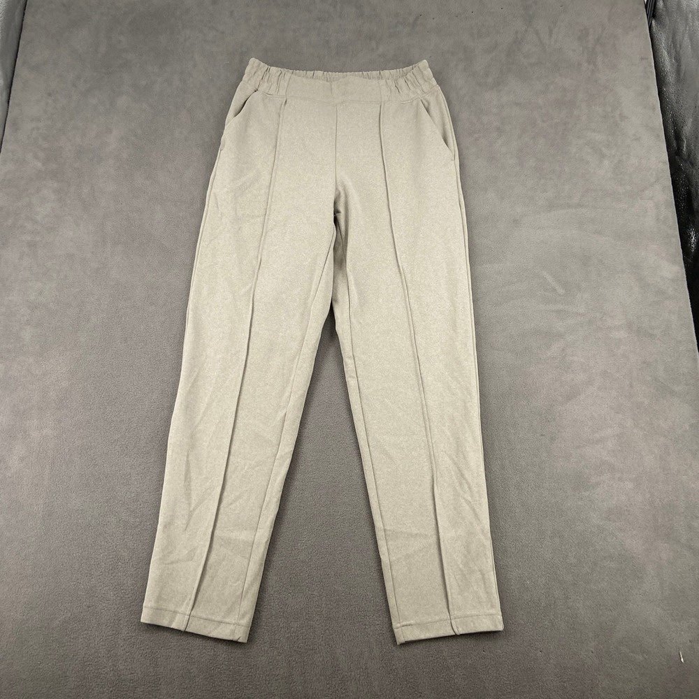 Mondetta Womens Taupe Heather Pintuck Pull On Pants Tapered Leg Small